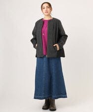 OLJLA07199 eur3(エウルキューブ) 【大きいサイズ】キルティングコンビブルゾン ダークグレー(93)