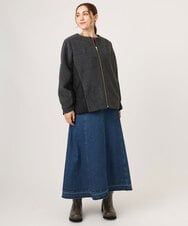 OLJLA07199 eur3(エウルキューブ) 【大きいサイズ】キルティングコンビブルゾン ダークグレー(93)