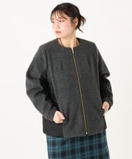 OLJLA07199 eur3(エウルキューブ) 【大きいサイズ】キルティングコンビブルゾン ダークグレー(93)