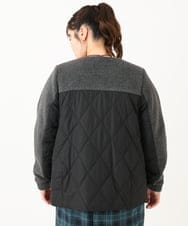 OLJLA07199 eur3(エウルキューブ) 【大きいサイズ】キルティングコンビブルゾン ダークグレー(93)