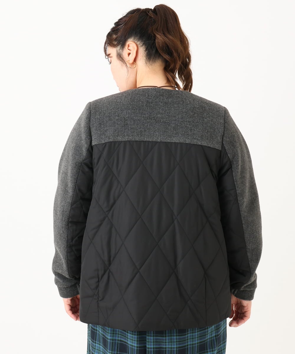 OLJLA07199 eur3(エウルキューブ) 【大きいサイズ】キルティングコンビブルゾン ダークグレー(93)