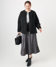 OLJLA07199 eur3(エウルキューブ) 【大きいサイズ】キルティングコンビブルゾン ブラック(94)