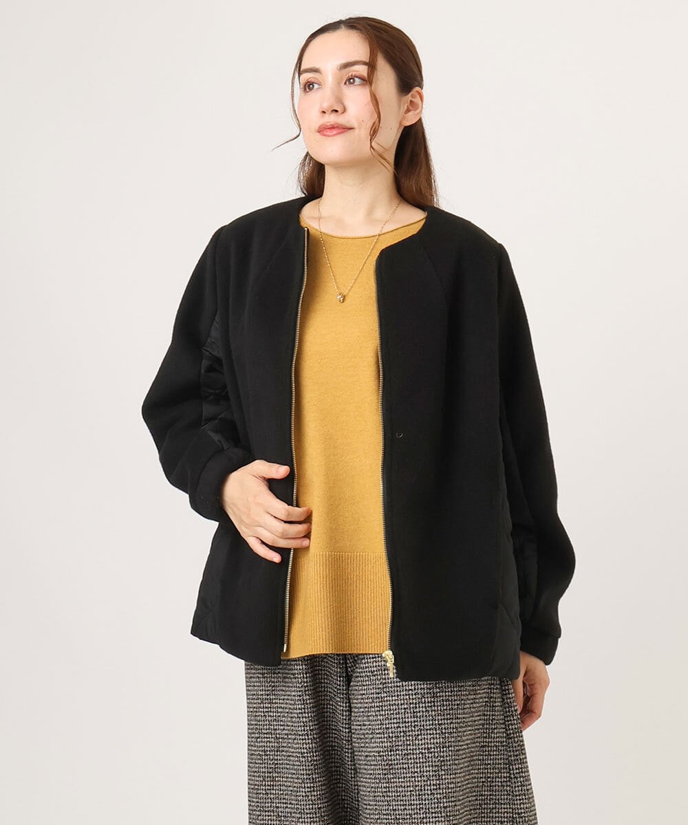 OLJLA07199 eur3(エウルキューブ) 【大きいサイズ】キルティングコンビブルゾン ブラック(94)