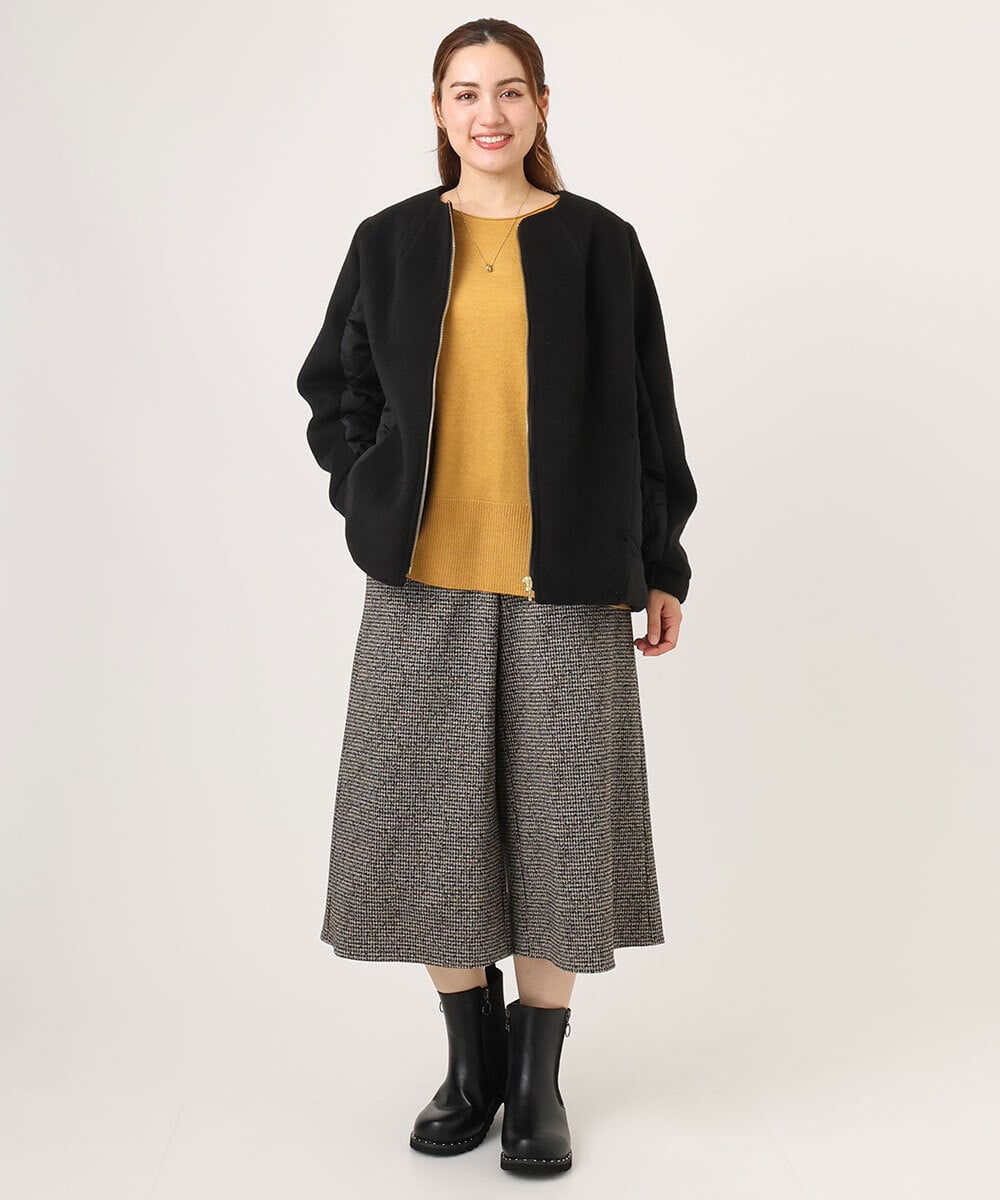 OLJLA07199 eur3(エウルキューブ) 【大きいサイズ】キルティングコンビブルゾン ブラック(94)