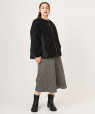 OLJLA07199 eur3(エウルキューブ) 【大きいサイズ】キルティングコンビブルゾン ブラック(94)