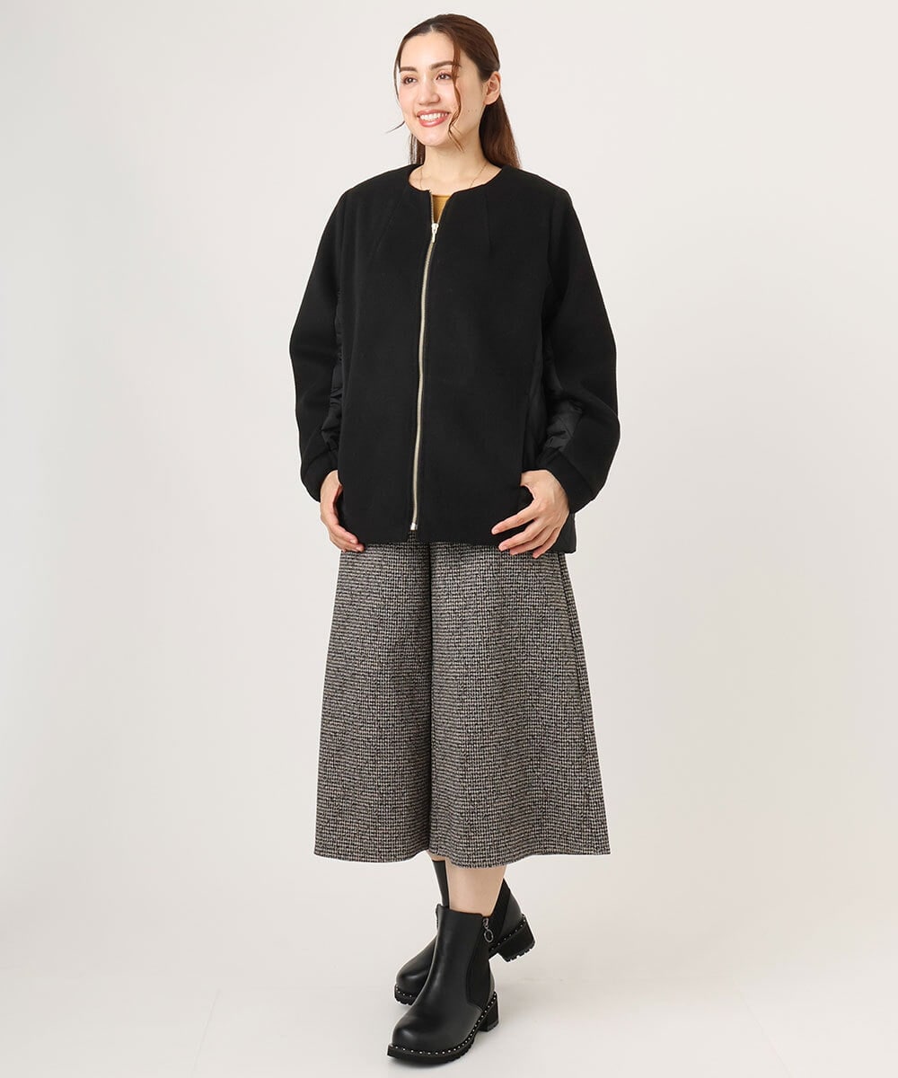 OLJLA07199 eur3(エウルキューブ) 【大きいサイズ】キルティングコンビブルゾン ブラック(94)