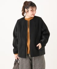 OLJLA07199 eur3(エウルキューブ) 【大きいサイズ】キルティングコンビブルゾン ブラック(94)