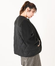 OLJLA07199 eur3(エウルキューブ) 【大きいサイズ】キルティングコンビブルゾン ブラック(94)