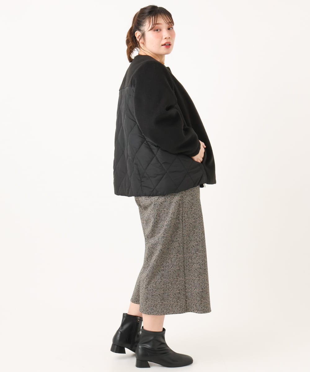 OLJLA07199 eur3(エウルキューブ) 【大きいサイズ】キルティングコンビブルゾン ブラック(94)