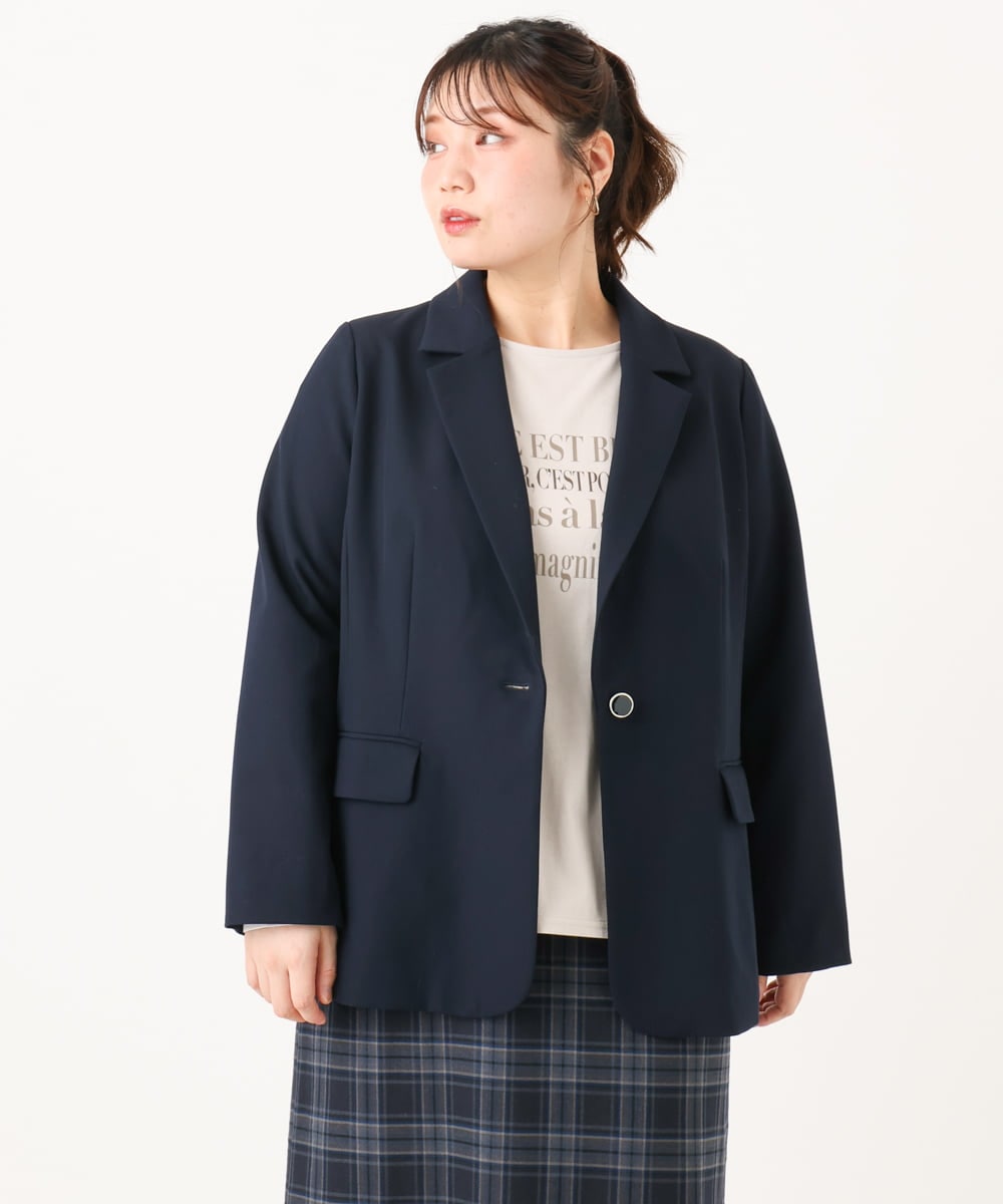 OLJLA08169 eur3(エウルキューブ) 【WEB先行販売】【大きいサイズ】テーラードジャケット ネイビー(57)