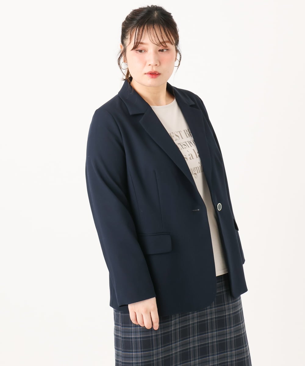 OLJLA08169 eur3(エウルキューブ) 【WEB先行販売】【大きいサイズ】テーラードジャケット ネイビー(57)