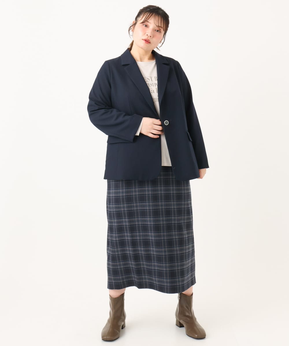 OLJLA08169 eur3(エウルキューブ) 【WEB先行販売】【大きいサイズ】テーラードジャケット ネイビー(57)