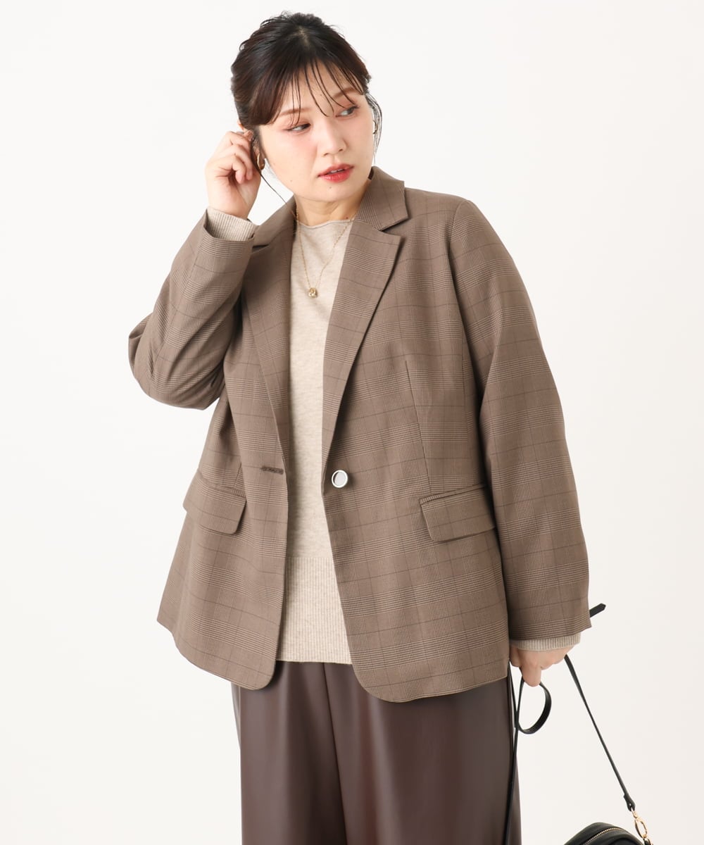OLJLA08169 eur3(エウルキューブ) 【WEB先行販売】【大きいサイズ】テーラードジャケット モカ(84)