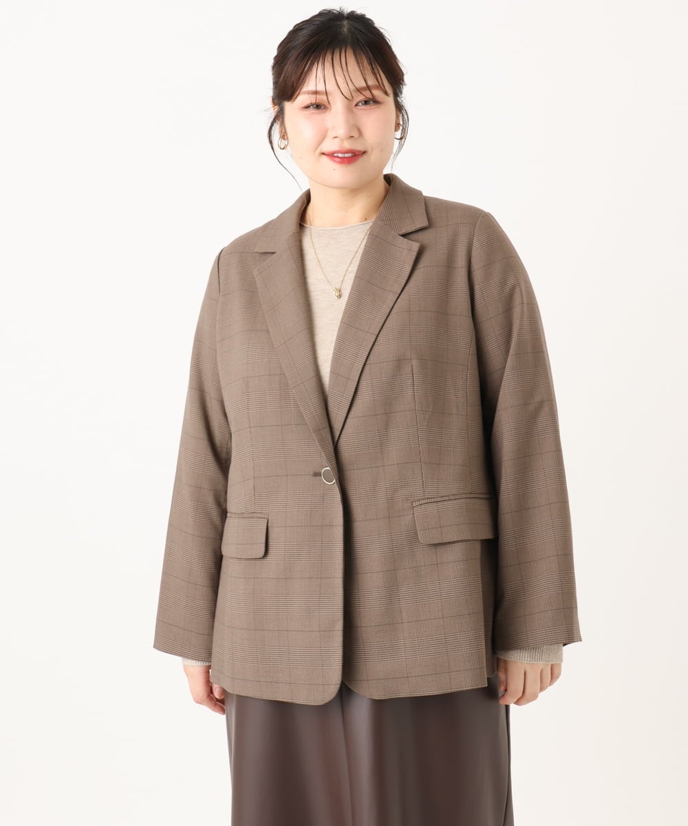 OLJLA08169 eur3(エウルキューブ) 【WEB先行販売】【大きいサイズ】テーラードジャケット モカ(84)