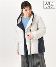 OLJLD04239 eur3(エウルキューブ) 【WEB先行販売】【大きいサイズ】エアリーナイロンショートダウンコート ネイビー
