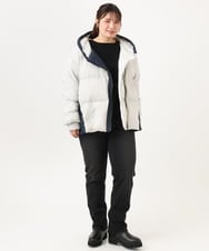 OLJLD04239 eur3(エウルキューブ) 【WEB先行販売】【大きいサイズ】エアリーナイロンショートダウンコート ネイビー