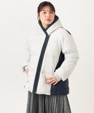 OLJLD04239 eur3(エウルキューブ) 【WEB先行販売】【大きいサイズ】エアリーナイロンショートダウンコート ネイビー