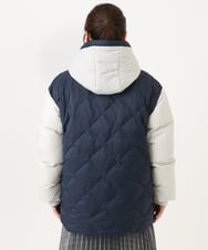 OLJLD04239 eur3(エウルキューブ) 【WEB先行販売】【大きいサイズ】エアリーナイロンショートダウンコート ネイビー