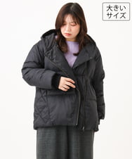 OLJLD04239 eur3(エウルキューブ) 【WEB先行販売】【大きいサイズ】エアリーナイロンショートダウンコート ブラック