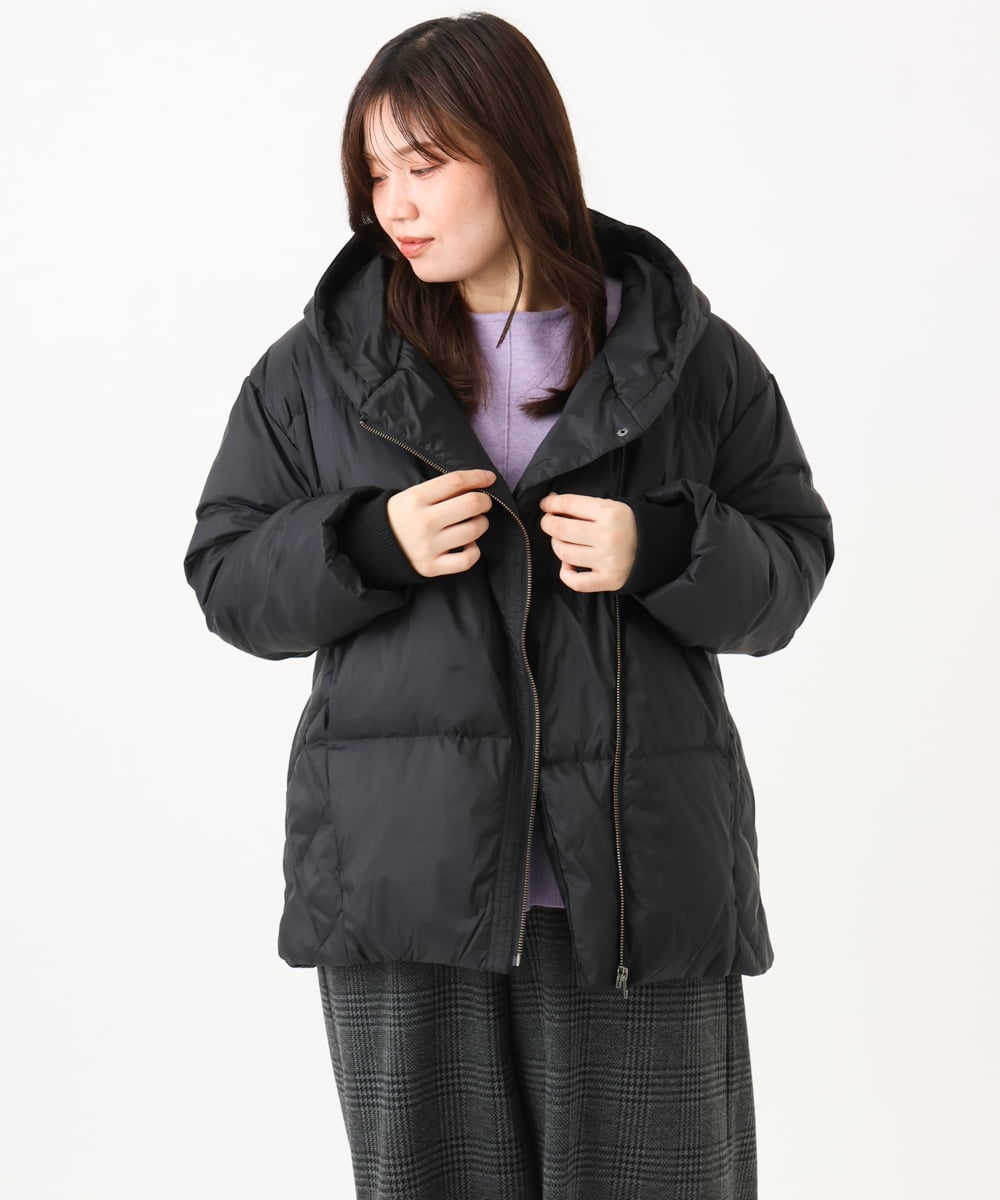 OLJLD04239 eur3(エウルキューブ) 【WEB先行販売】【大きいサイズ】エアリーナイロンショートダウンコート ブラック