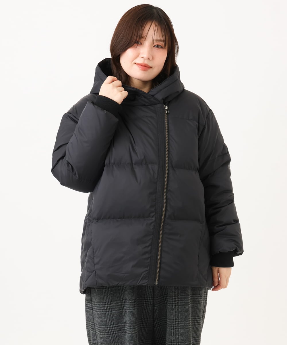 OLJLD04239 eur3(エウルキューブ) 【WEB先行販売】【大きいサイズ】エアリーナイロンショートダウンコート ブラック