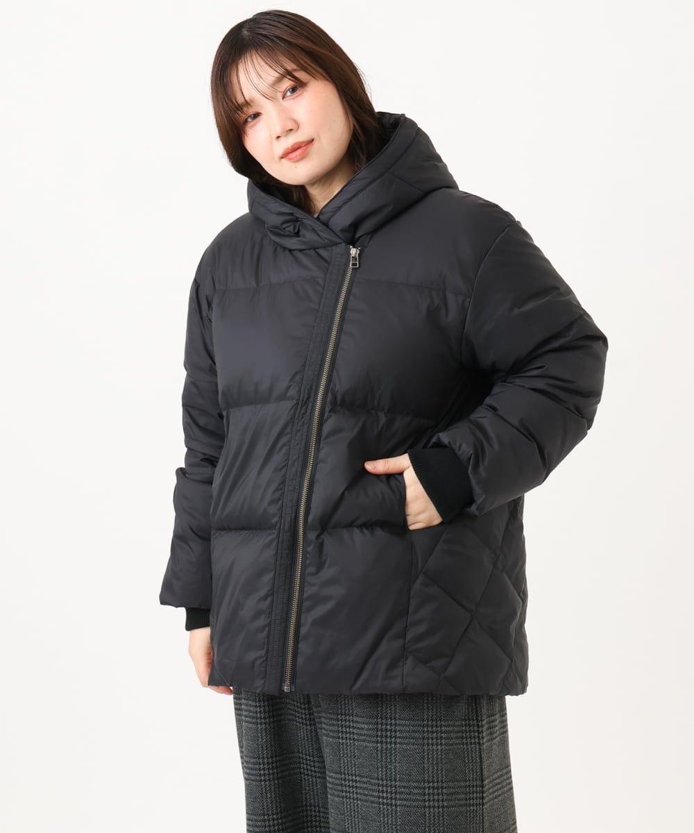 OLJLD04239 eur3(エウルキューブ) 【WEB先行販売】【大きいサイズ】エアリーナイロンショートダウンコート ブラック