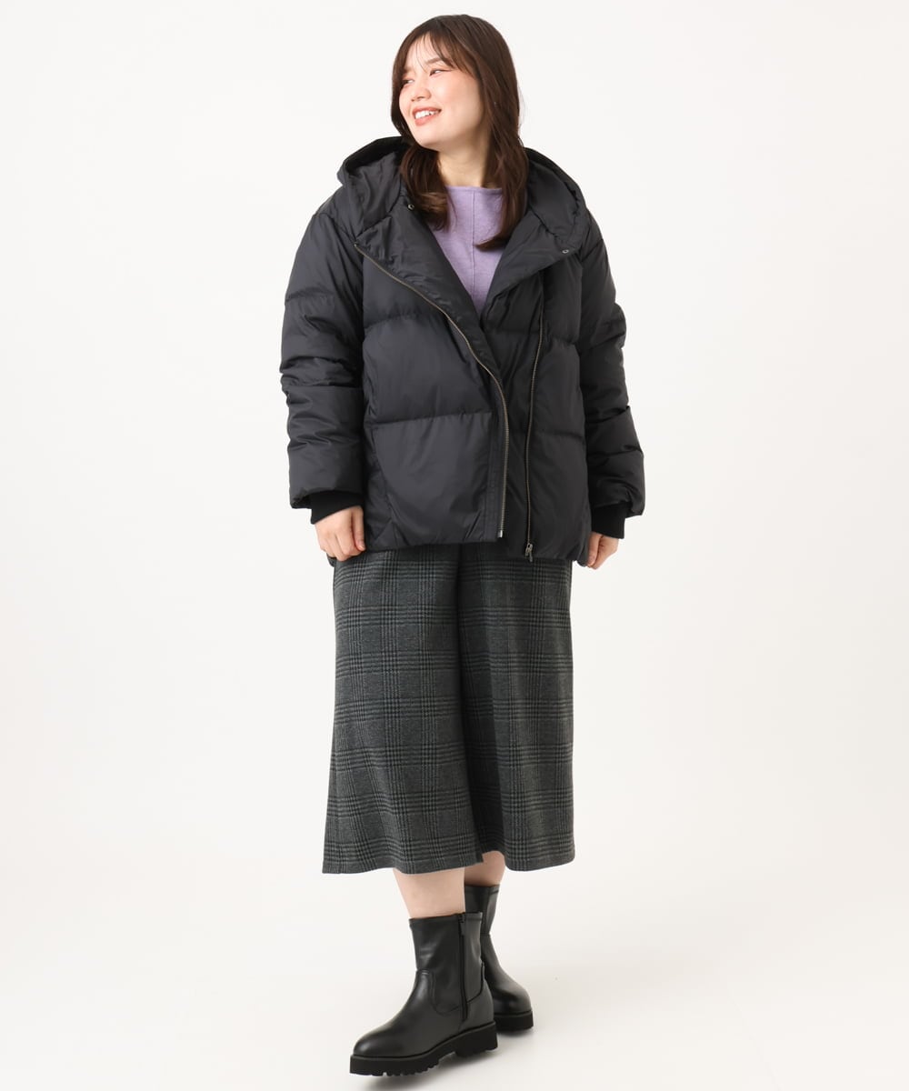 OLJLD04239 eur3(エウルキューブ) 【WEB先行販売】【大きいサイズ】エアリーナイロンショートダウンコート ブラック