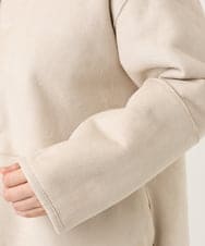 OLJLD05239 eur3(エウルキューブ) 【WEB先行販売】【大きいサイズ/リバーシブル】ノーカラーフェイクムートンコート グレージュ
