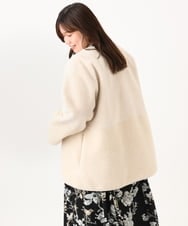 OLJLD05239 eur3(エウルキューブ) 【WEB先行販売】【大きいサイズ/リバーシブル】ノーカラーフェイクムートンコート グレージュ