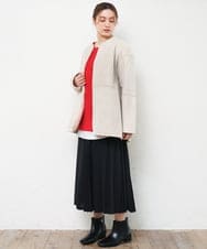 OLJLD05239 eur3(エウルキューブ) 【WEB先行販売】【大きいサイズ/リバーシブル】ノーカラーフェイクムートンコート グレージュ