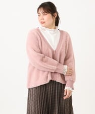 OLJLD11119 eur3(エウルキューブ) 【大きいサイズ】フラッフィージップジャケット ライトピンク