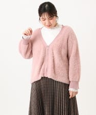 OLJLD11119 eur3(エウルキューブ) 【大きいサイズ】フラッフィージップジャケット ライトピンク
