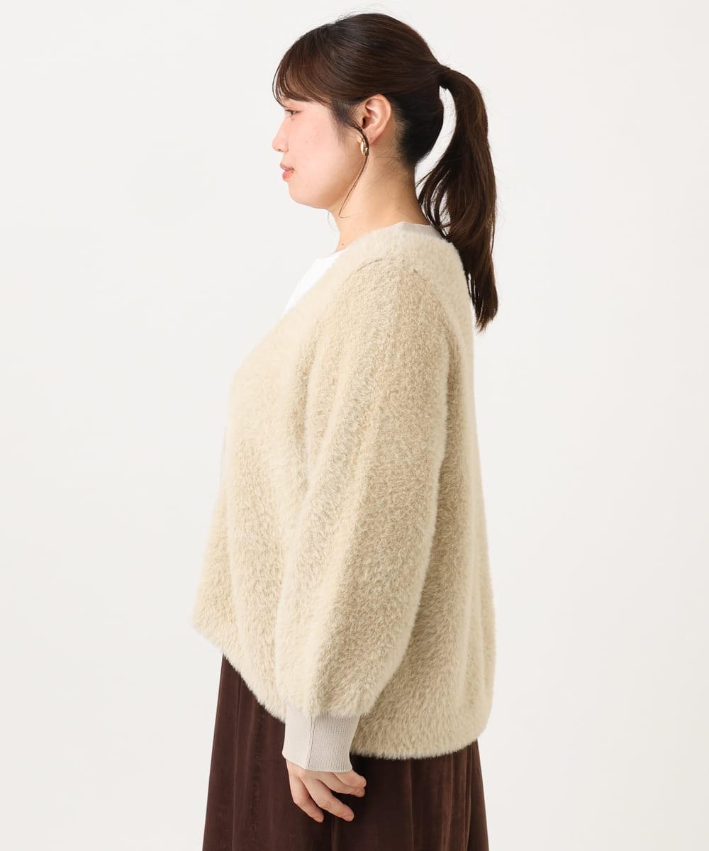 OLJLD11119 eur3(エウルキューブ) 【大きいサイズ】フラッフィージップジャケット ベージュ