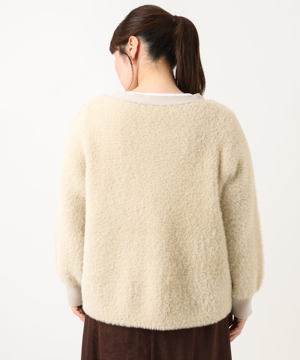 OLJLD11119 eur3(エウルキューブ) 【大きいサイズ】フラッフィージップジャケット ベージュ