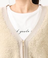 OLJLD11119 eur3(エウルキューブ) 【大きいサイズ】フラッフィージップジャケット ベージュ