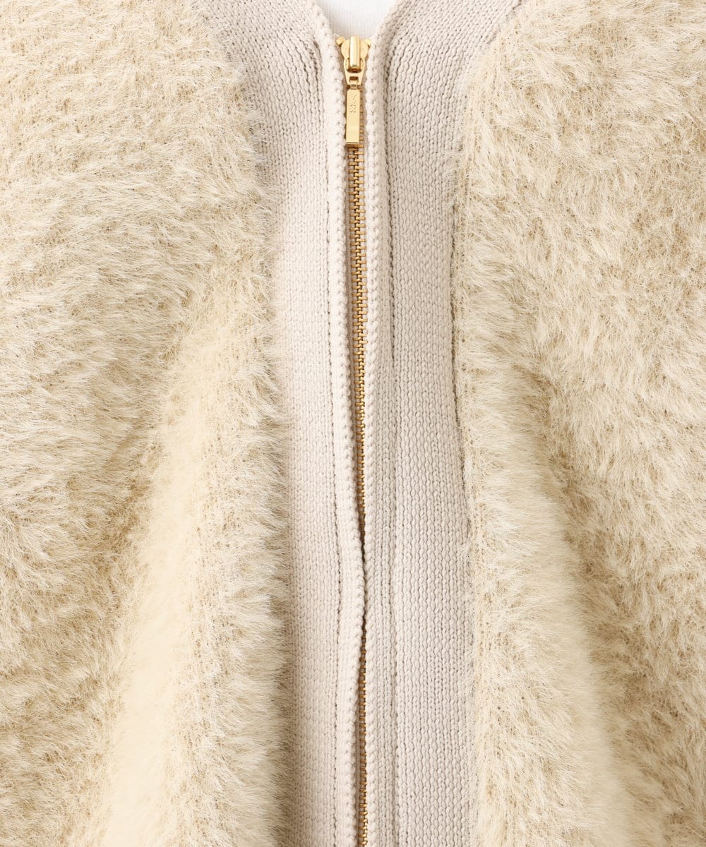 OLJLD11119 eur3(エウルキューブ) 【大きいサイズ】フラッフィージップジャケット ベージュ