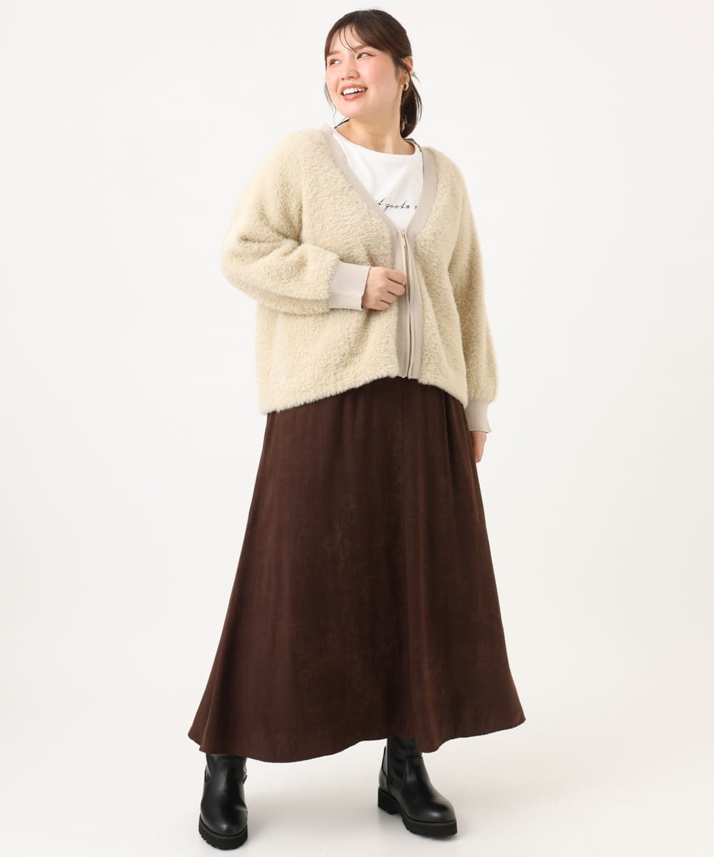 OLJLD11119 eur3(エウルキューブ) 【大きいサイズ】フラッフィージップジャケット ベージュ
