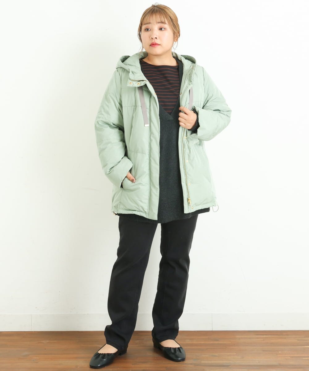 OLJLP04230 eur3(エウルキューブ) 【大きいサイズ】ショートダウンジャケット ライトグリーン(30)