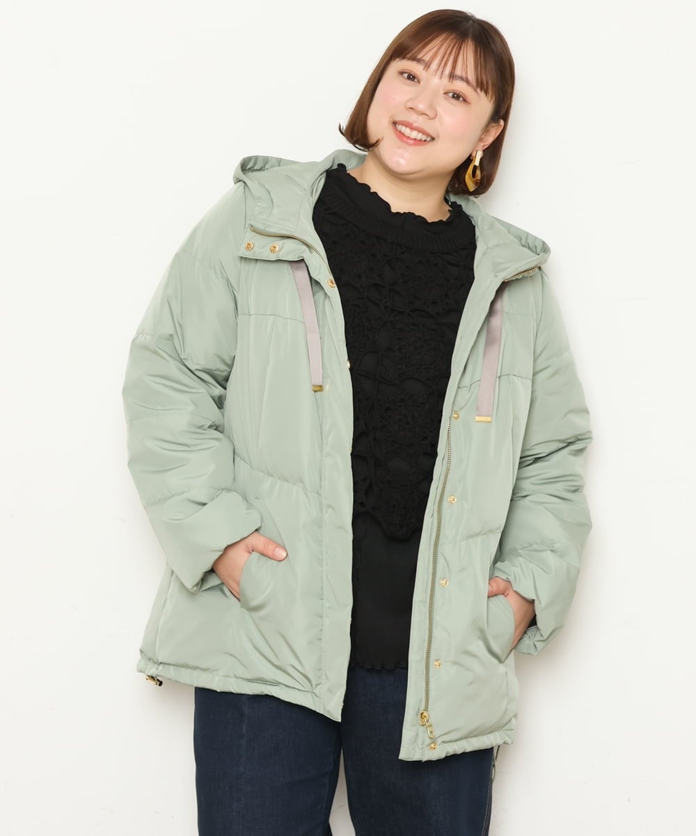 OLJLP04230 eur3(エウルキューブ) 【大きいサイズ】ショートダウンジャケット ライトグリーン(30)