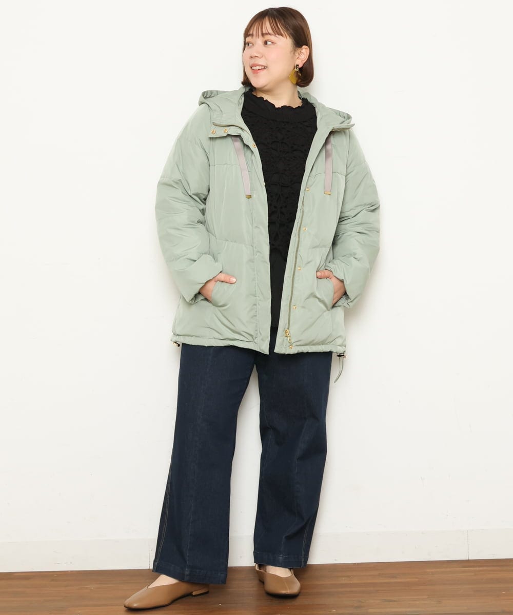 OLJLP04230 eur3(エウルキューブ) 【大きいサイズ】ショートダウンジャケット ライトグリーン(30)