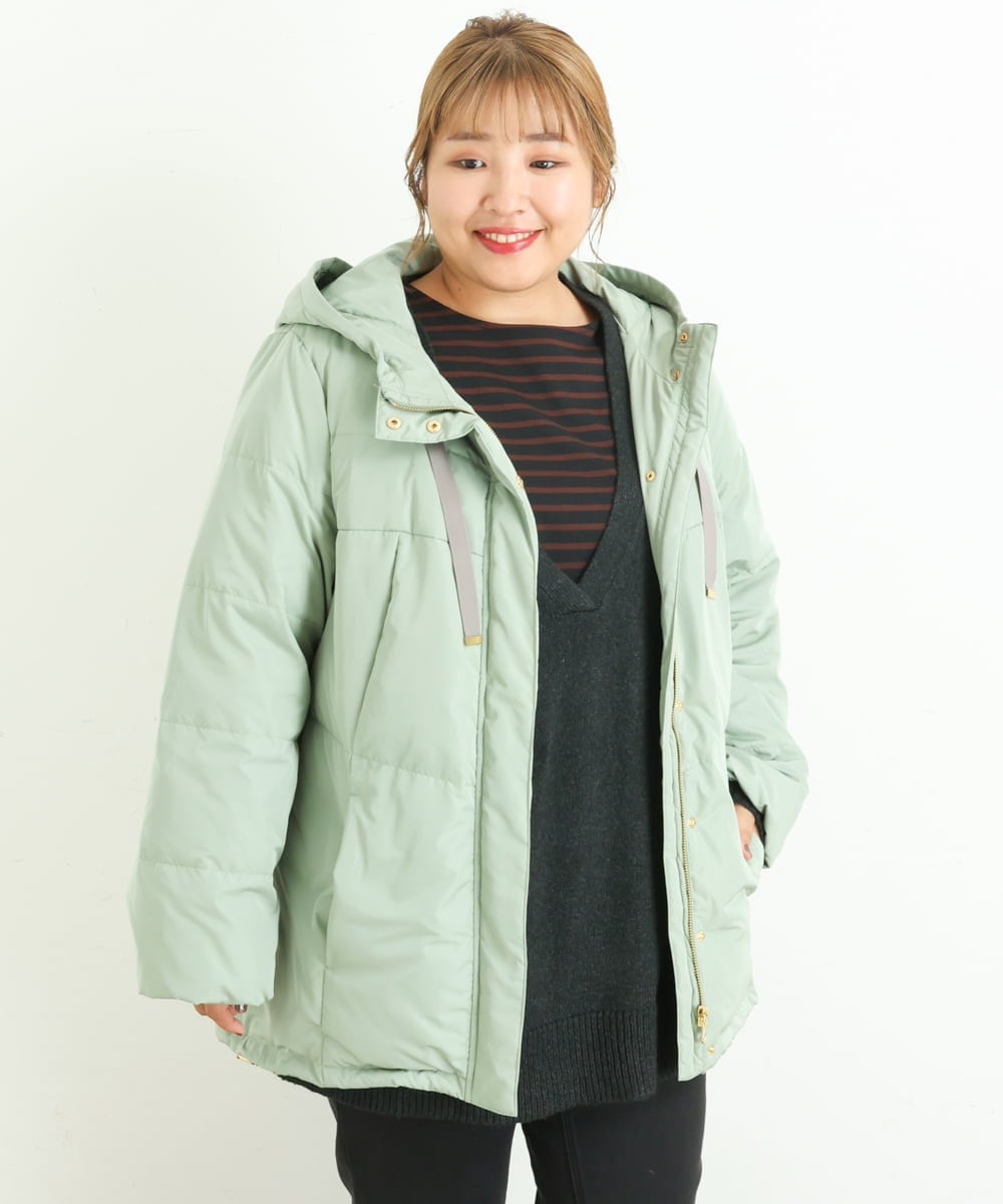 OLJLP04230 eur3(エウルキューブ) 【大きいサイズ】ショートダウンジャケット ライトグリーン(30)