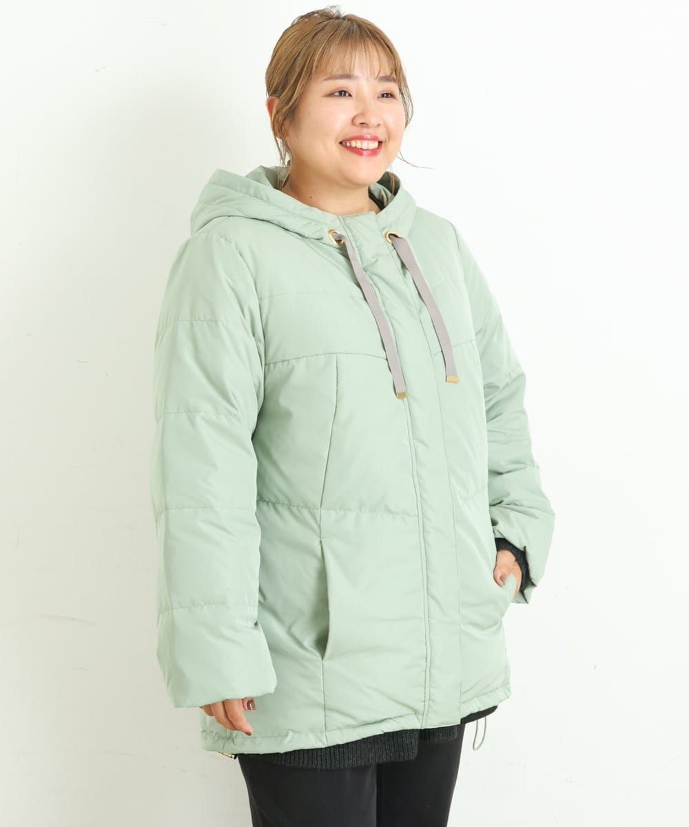 OLJLP04230 eur3(エウルキューブ) 【大きいサイズ】ショートダウンジャケット ライトグリーン(30)