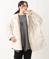 OLJLS02269 eur3(エウルキューブ) 【大きいサイズ】ライトダウンポンチョ アイボリー(80)