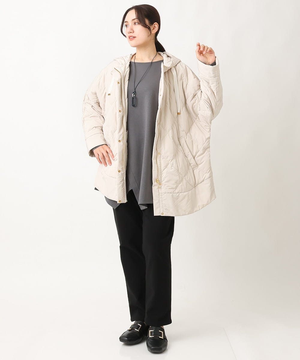 OLJLS02269 eur3(エウルキューブ) 【大きいサイズ】ライトダウンポンチョ アイボリー(80)