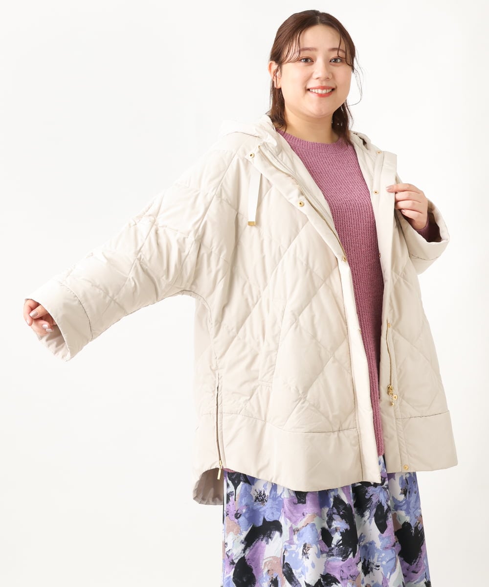OLJLS02269 eur3(エウルキューブ) 【大きいサイズ】ライトダウンポンチョ アイボリー(80)