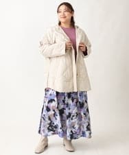 OLJLS02269 eur3(エウルキューブ) 【大きいサイズ】ライトダウンポンチョ アイボリー(80)