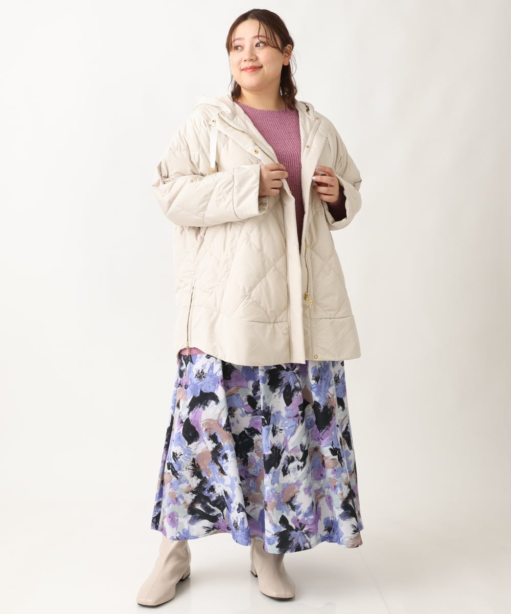 OLJLS02269 eur3(エウルキューブ) 【大きいサイズ】ライトダウンポンチョ アイボリー(80)