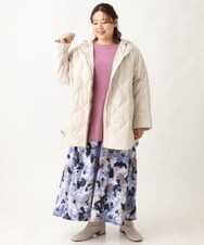 OLJLS02269 eur3(エウルキューブ) 【大きいサイズ】ライトダウンポンチョ アイボリー(80)
