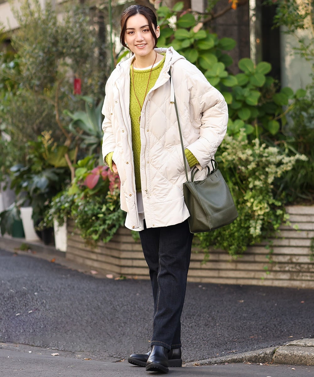OLJLS02269 eur3(エウルキューブ) 【大きいサイズ】ライトダウンポンチョ アイボリー(80)