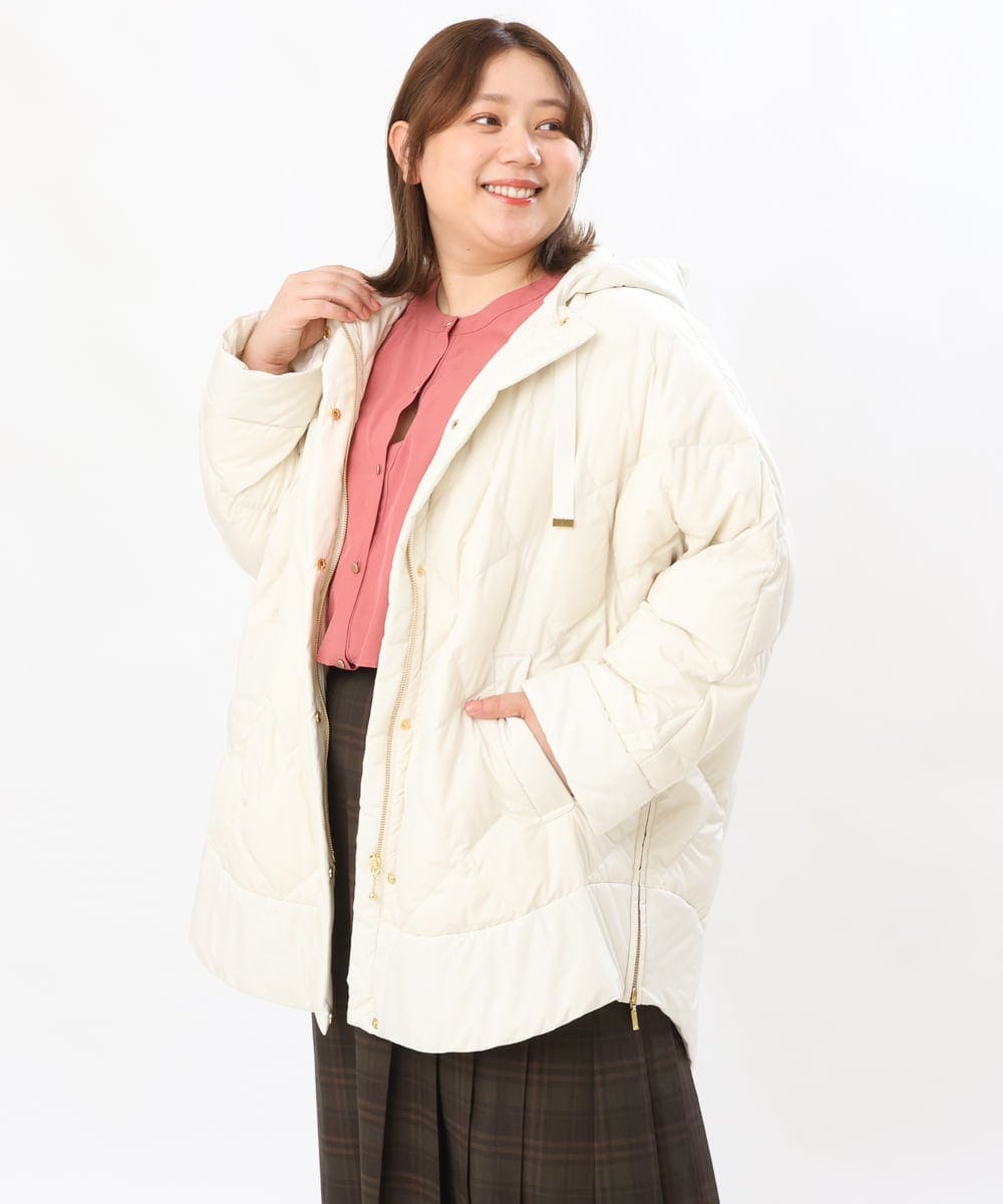 OLJLS02269 eur3(エウルキューブ) 【大きいサイズ】ライトダウンポンチョ アイボリー(80)